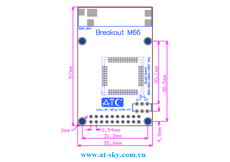 Kích thước của Breakout M66